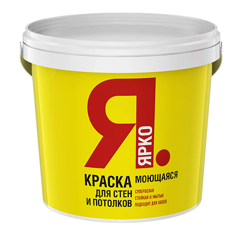 Краска ЯРКО для стен и потолков моющаяся белая, ведро 14 кг